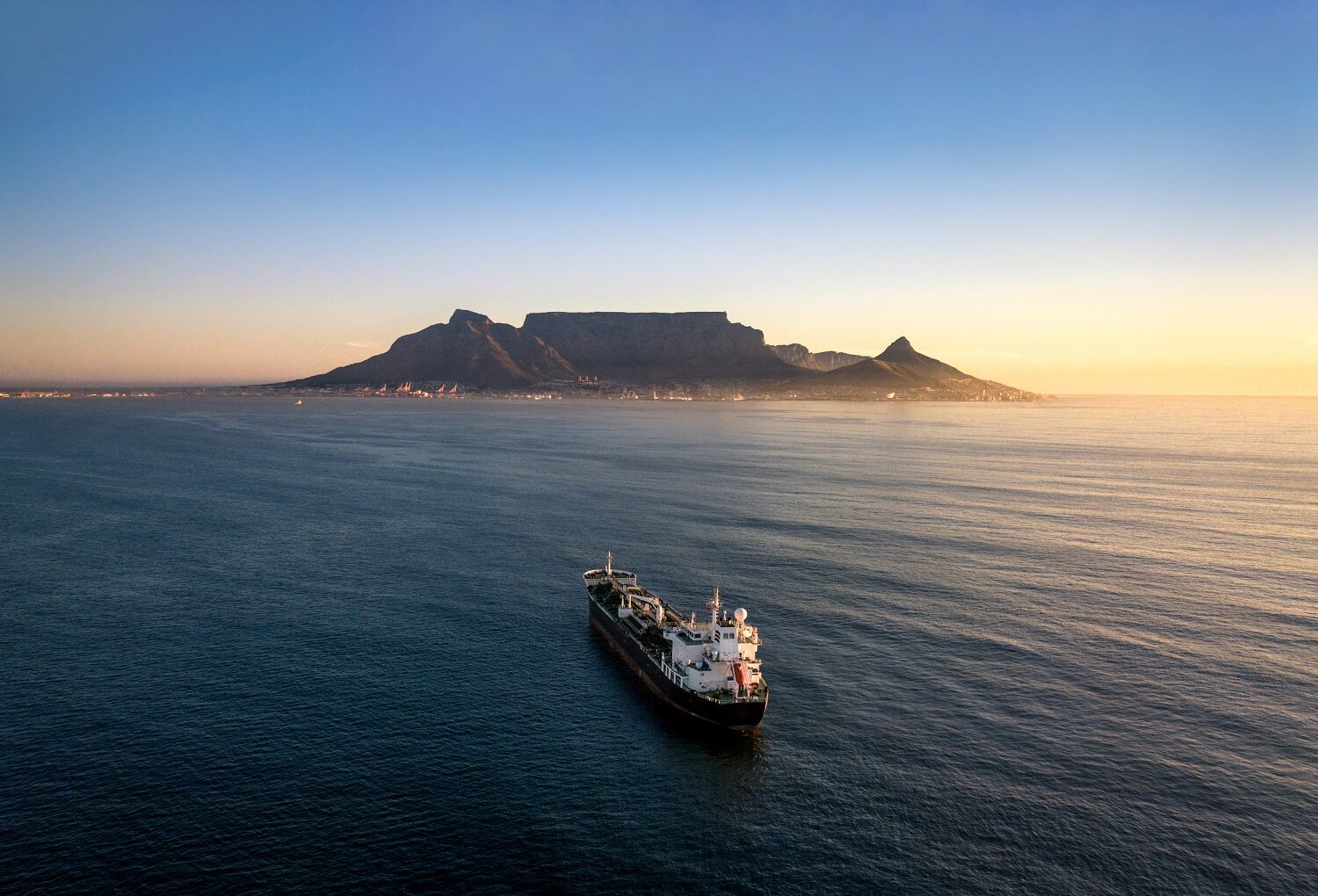 Cape Town table Mountain Container Ship